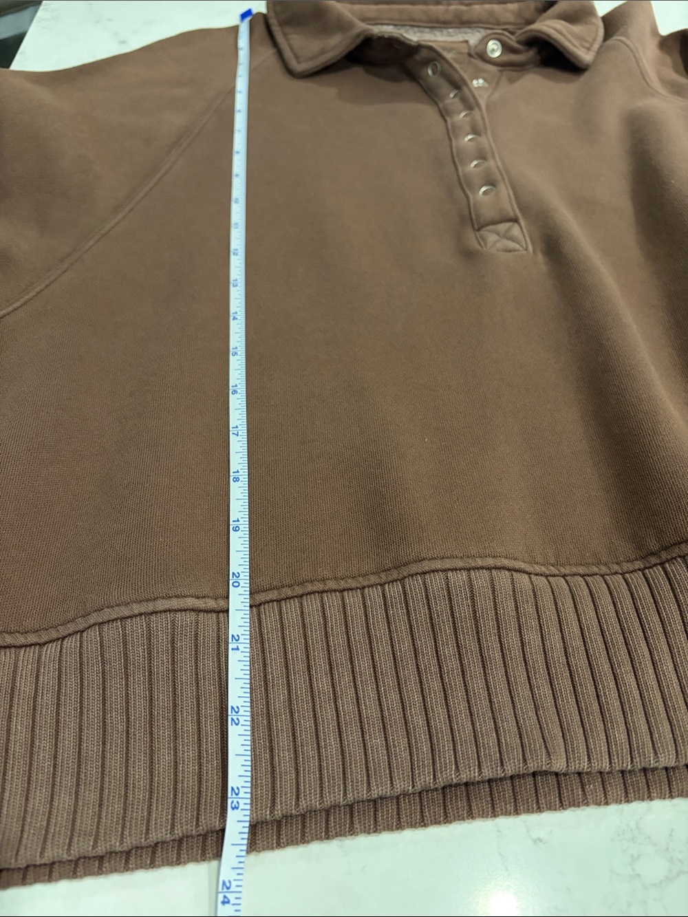 Aerie Half Snap Pullover Sweatshirt, Brown Size Lg - Picture 5 of 9